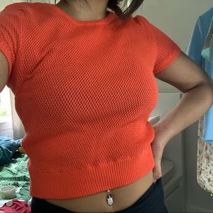 forever 21 fishnet look knitted semi crop top